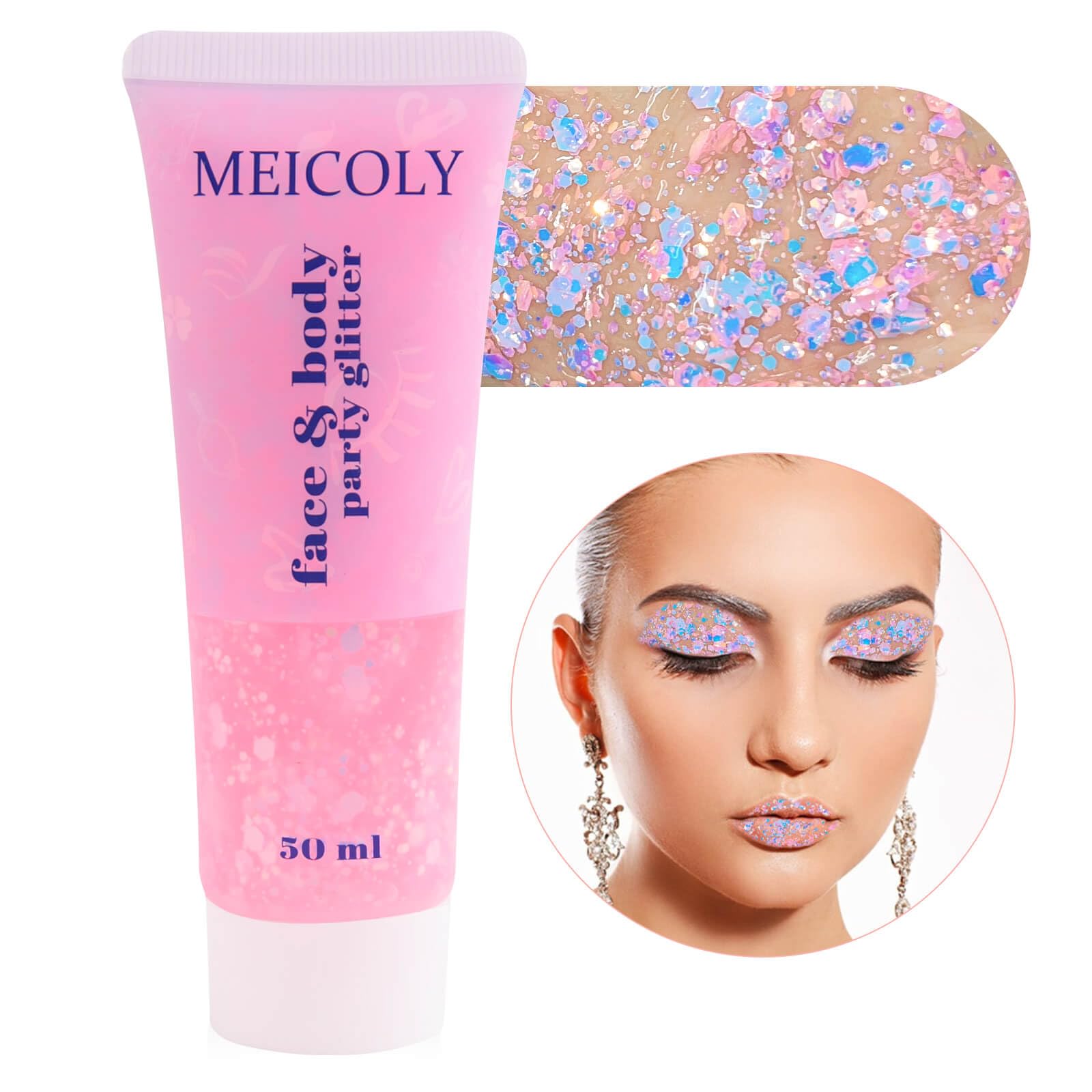 MEICOLY glitter application tips show smooth, non-sticky wear