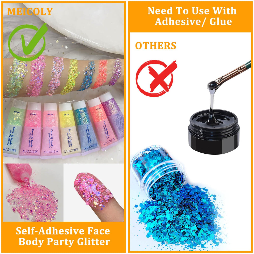 MEICOLY Chameleon glitter in tube enables easy, controlled application.