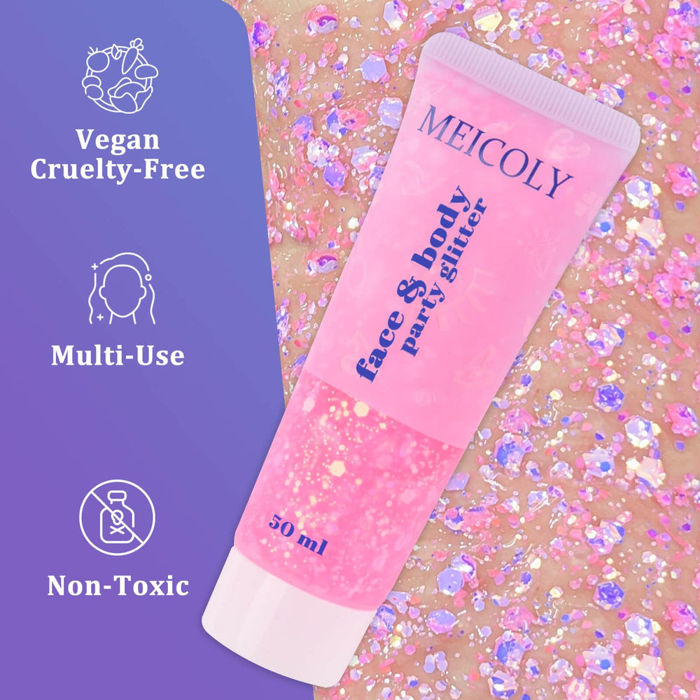 MEICOLY color-shift glitter festival showcases color-changing shimmer for party looks.