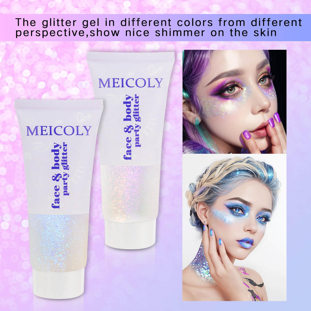 MEICOLY makeup remover clears glitter cleanly after vibrant party looks.