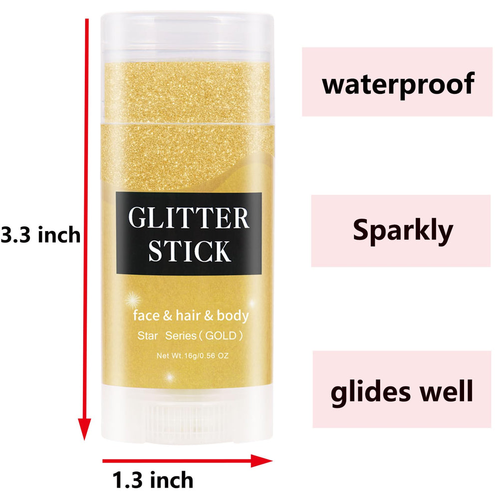 MEICOLY Gold Face Glitter Stick applies with twist applicator for quick shine.