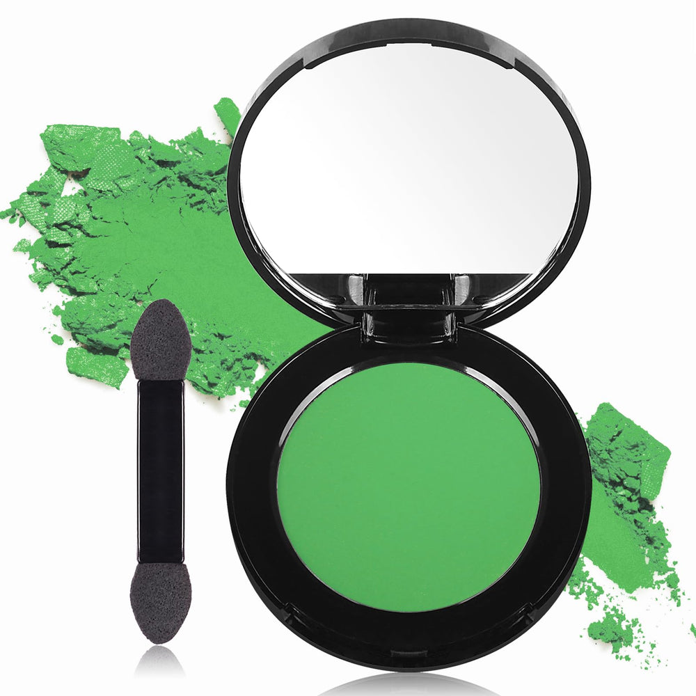 MEICOLY light-green-eyeshadow with mirror swatch in forest green for bold, buildable color.