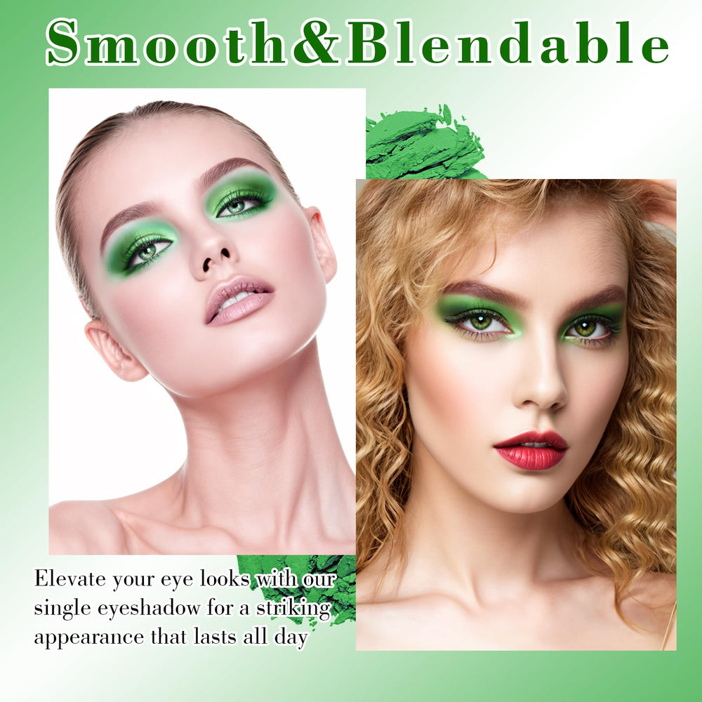 MEICOLY long-wear-green-eyeshadow demonstrates lasting color through the day.
