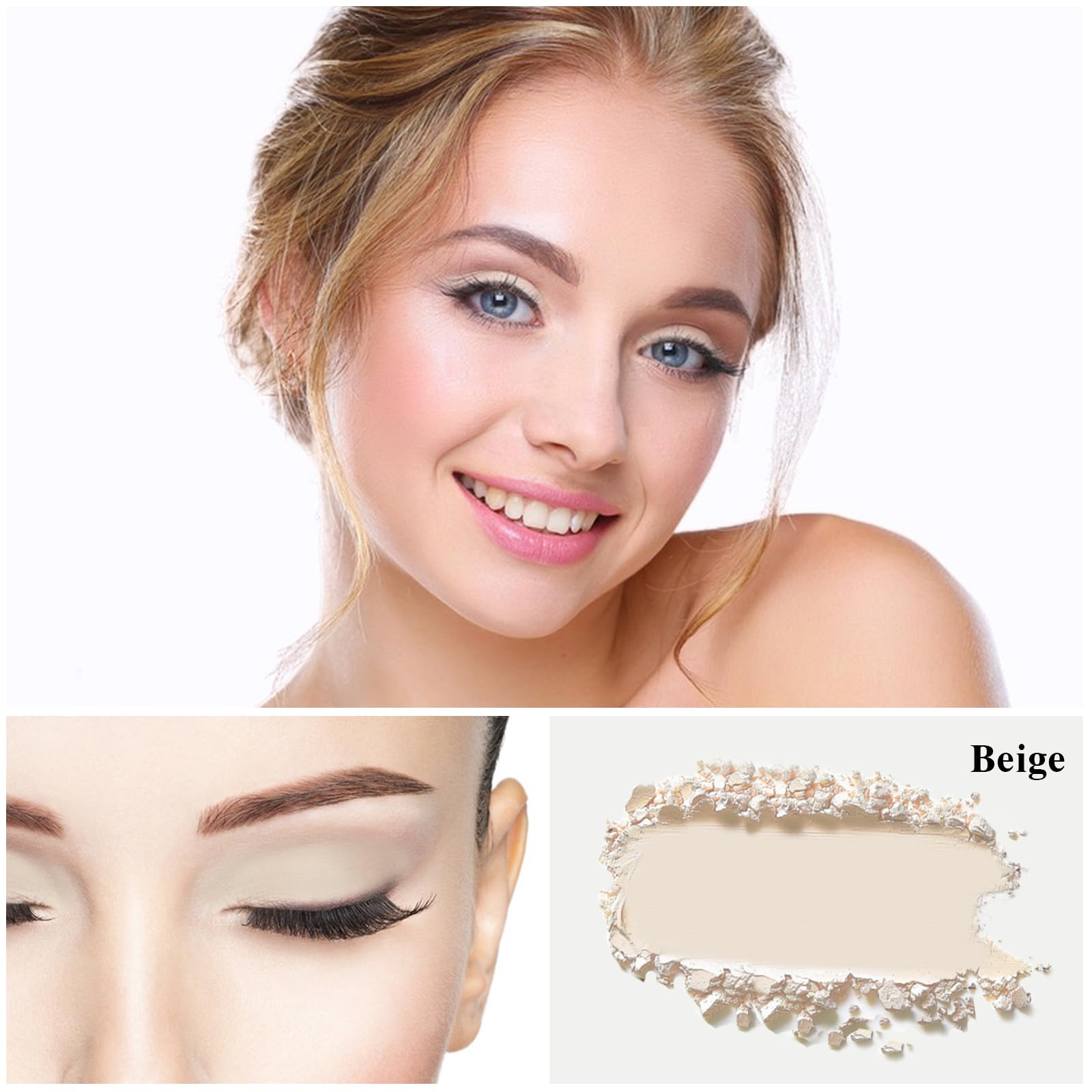 MEICOLY beige matte eyeshadow compact with brush for easy, precise application