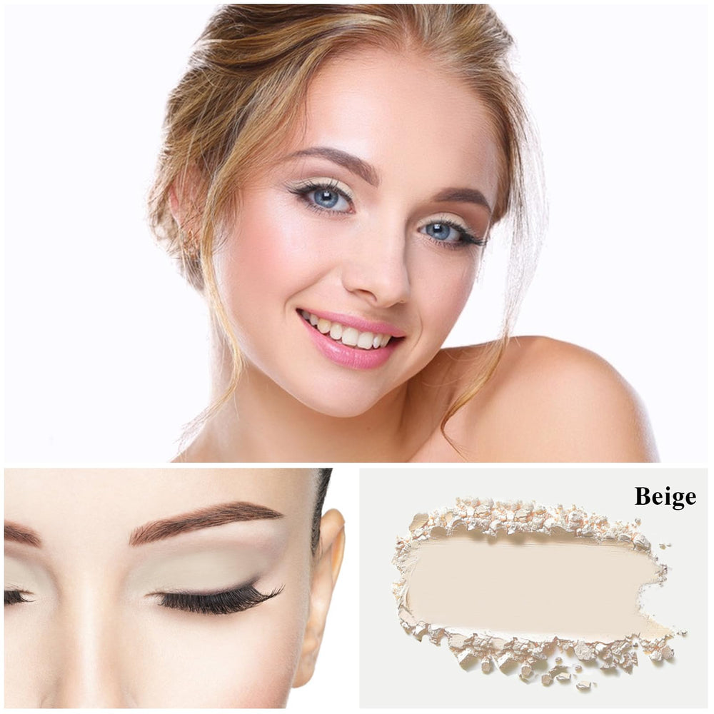 MEICOLY beige matte eyeshadow compact with brush for easy, precise application