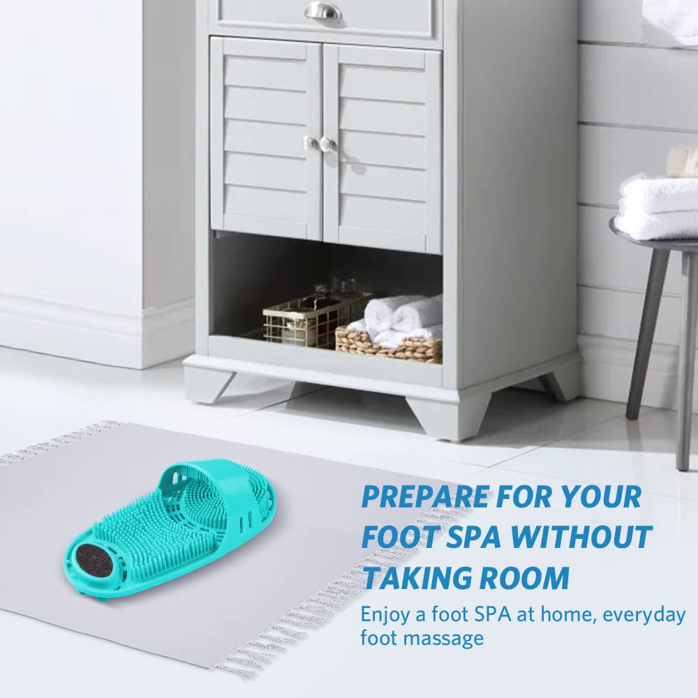 Meidong green shower foot scrubber design emphasizes easy wear and cleaning