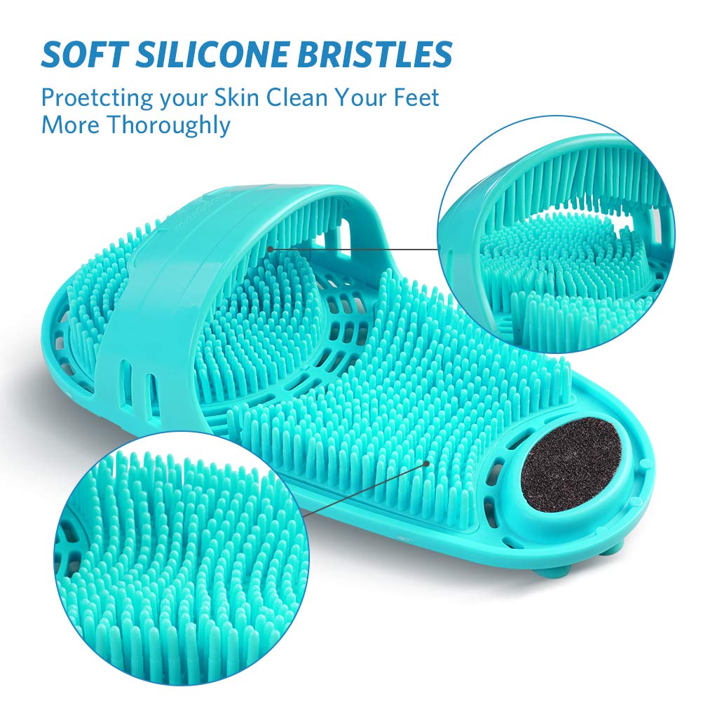 Meidong silicone foot scrubber green top view for gentle cleaning