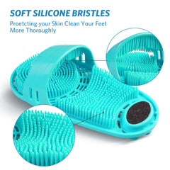 Meidong silicone foot scrubber green top view for gentle cleaning