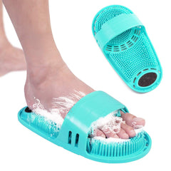Meidong silicone shower foot scrubber green side view, non-slip safety