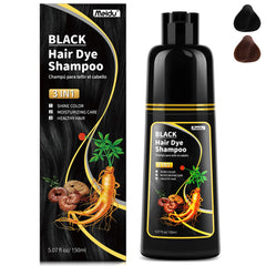 MEIDU black hair dye shampoo packaging for at-home color convenience.