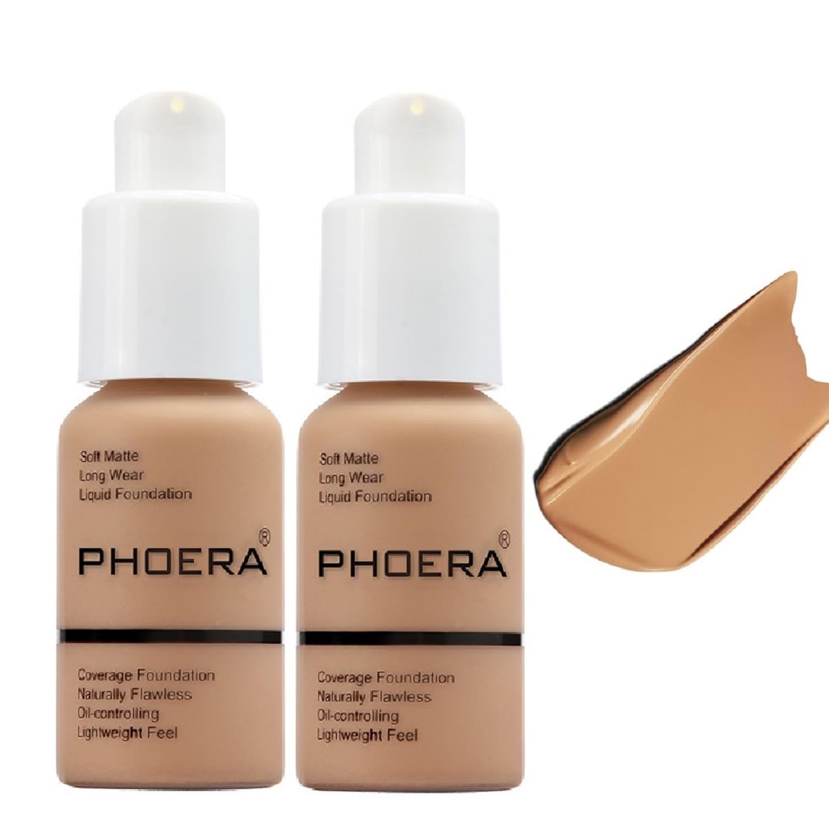 Meifen Phoera Foundation bottle front showcasing 105 San shade for long-wearing coverage.