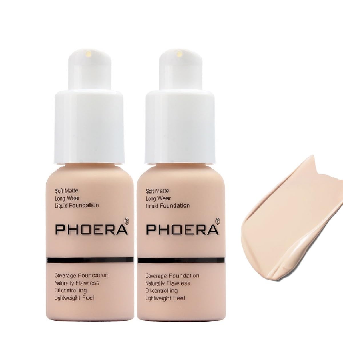 Meifen PHOERA Porcelain foundation bottle showcasing long-lasting matte finish.