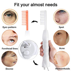 Meifuly high-frequency wand in use demonstrating portable skincare on the go