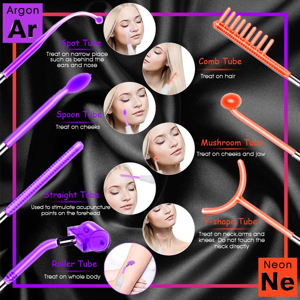 Meifuly high-frequency wand tube attachments displayed for versatile facial use