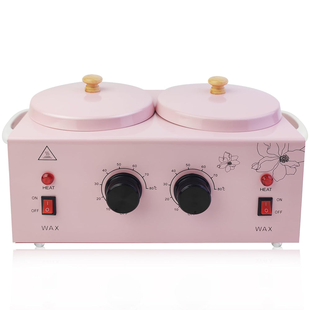 Meigons portable wax warmer dual pots pink for quick at-home waxing