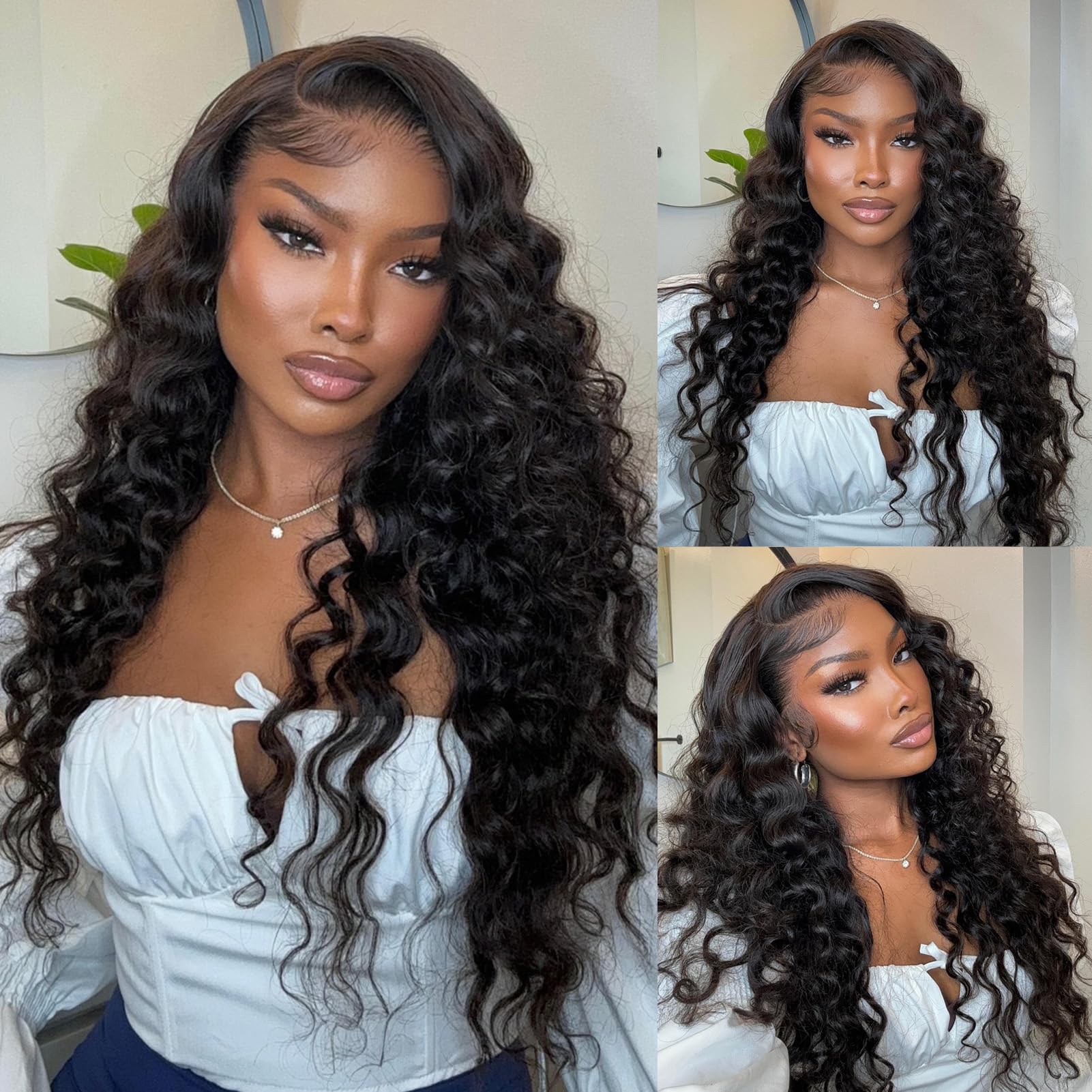 MEIMEI 28-inch loose wave lace front wig cap construction for comfortable wear.