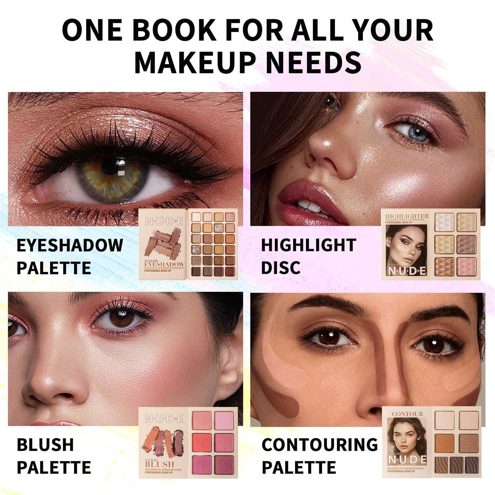MeiPlumLai book-style palette open flat showing 43 shades for versatile looks.