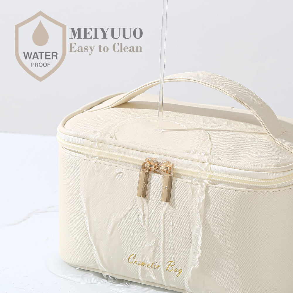 Meiyuuo makeup bag lid pockets elastic for secure small items