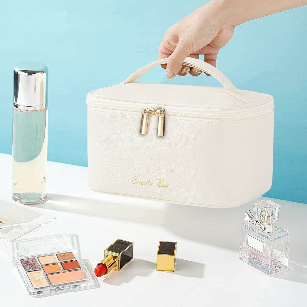 Meiyuuo travel organizer makeup bag beige ready for trips