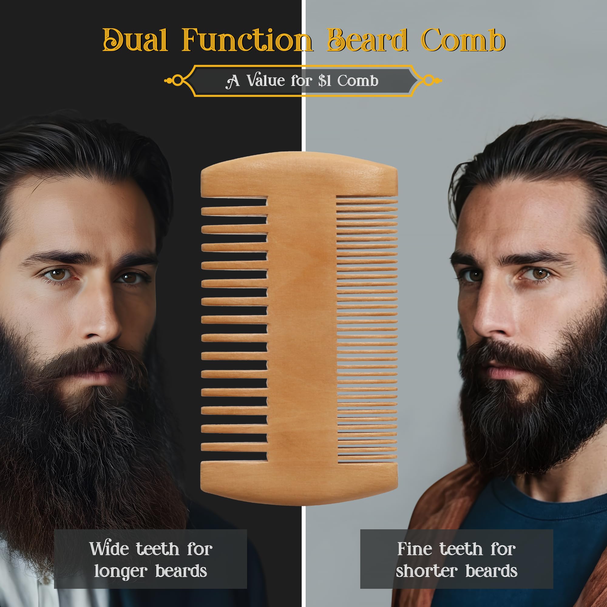 Softened beard after MEKER balm application shown on model.