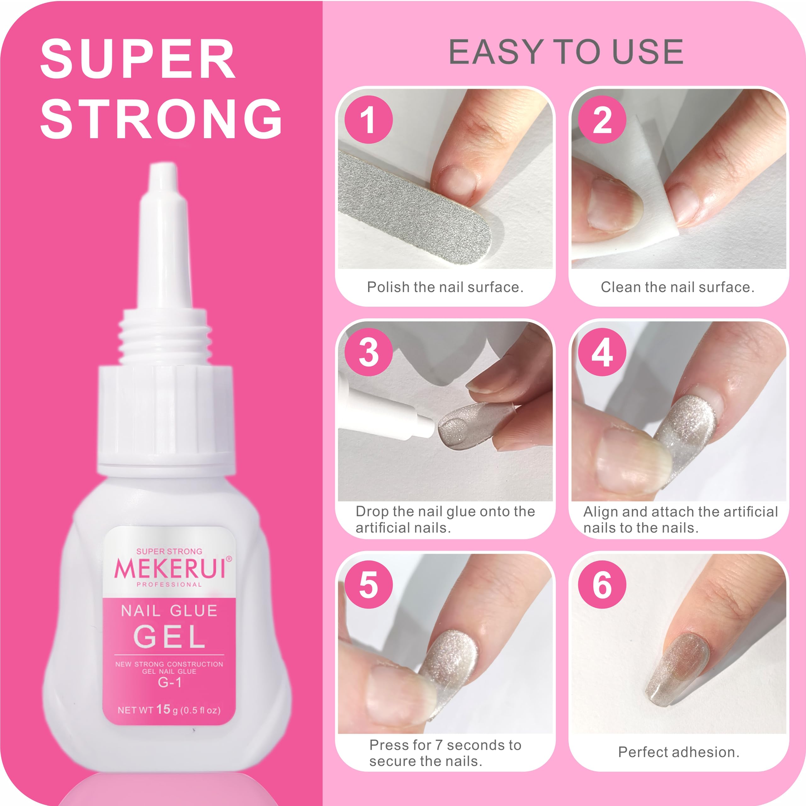 MEKERUI quick-dry gel bottle with 7 seconds dry time close-up