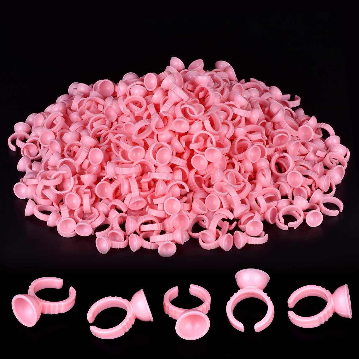 MEKK 300pcs disposable glue rings ready for precision lash extensions.