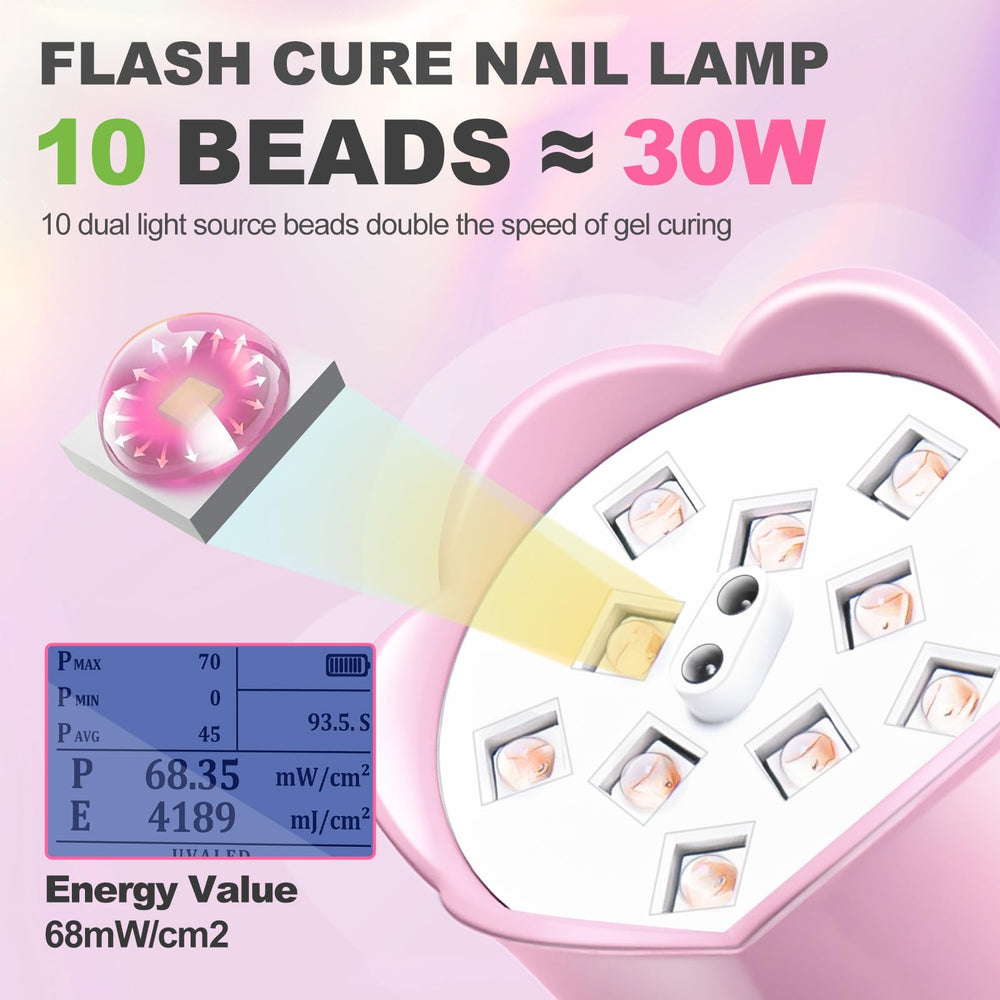 MEKK cordless rechargeable nail lamp for travel-friendly gel manicures.