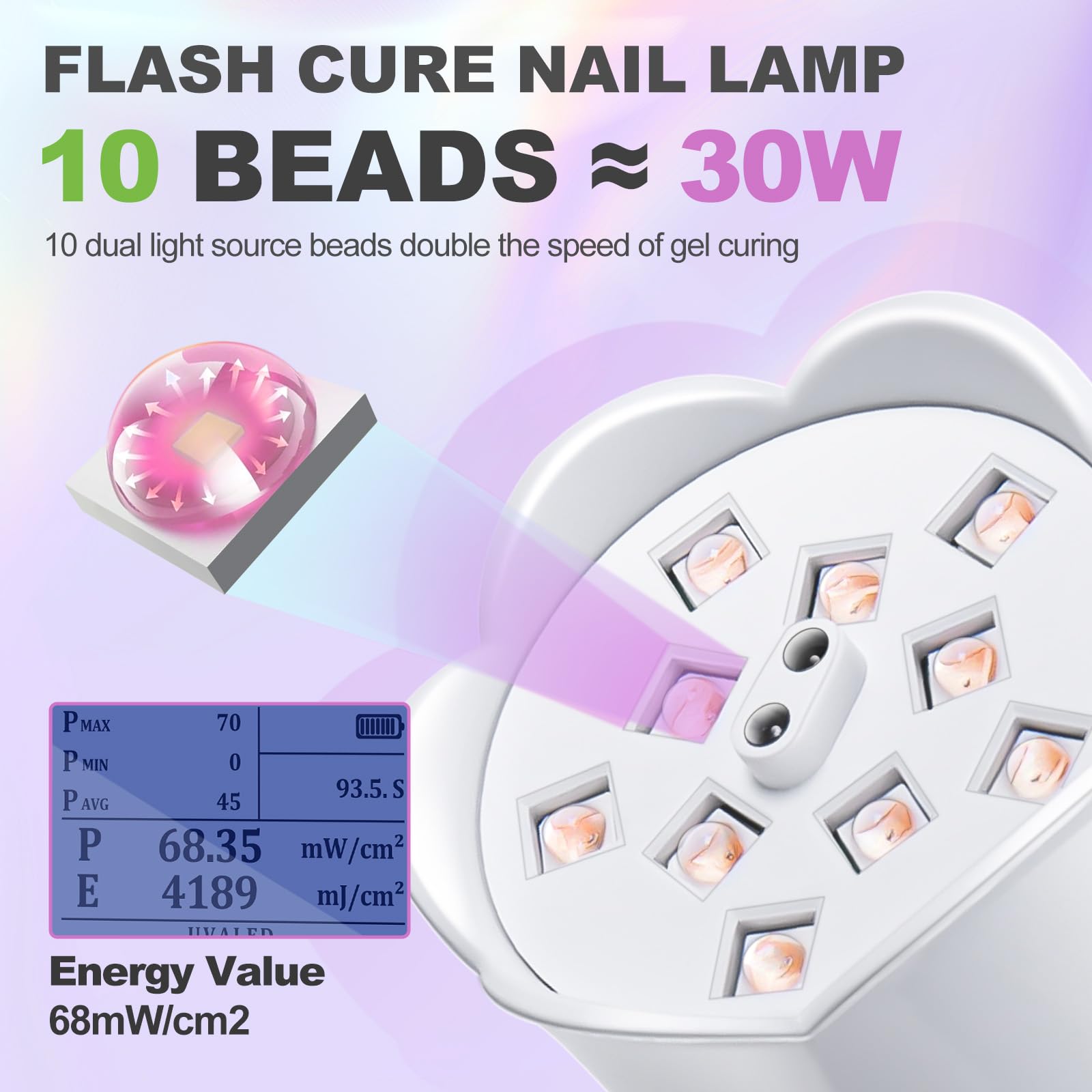MEKK Gooseneck UV Nail Lamp 30W delivers quick gel curing results.