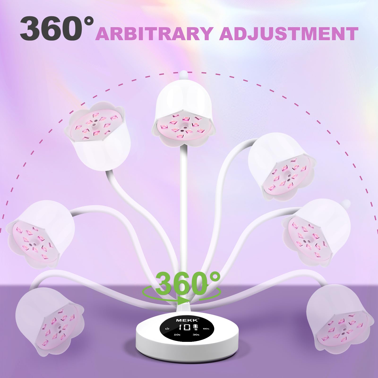 MEKK Gooseneck UV Nail Lamp auto-sensor activates easily for touch-free curing.