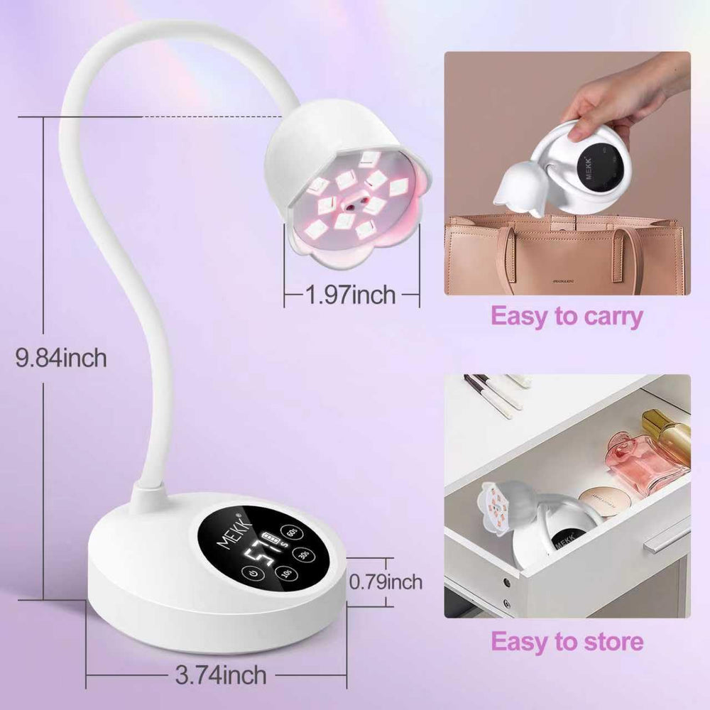 MEKK Gooseneck UV Nail Lamp compact travel-friendly setup.