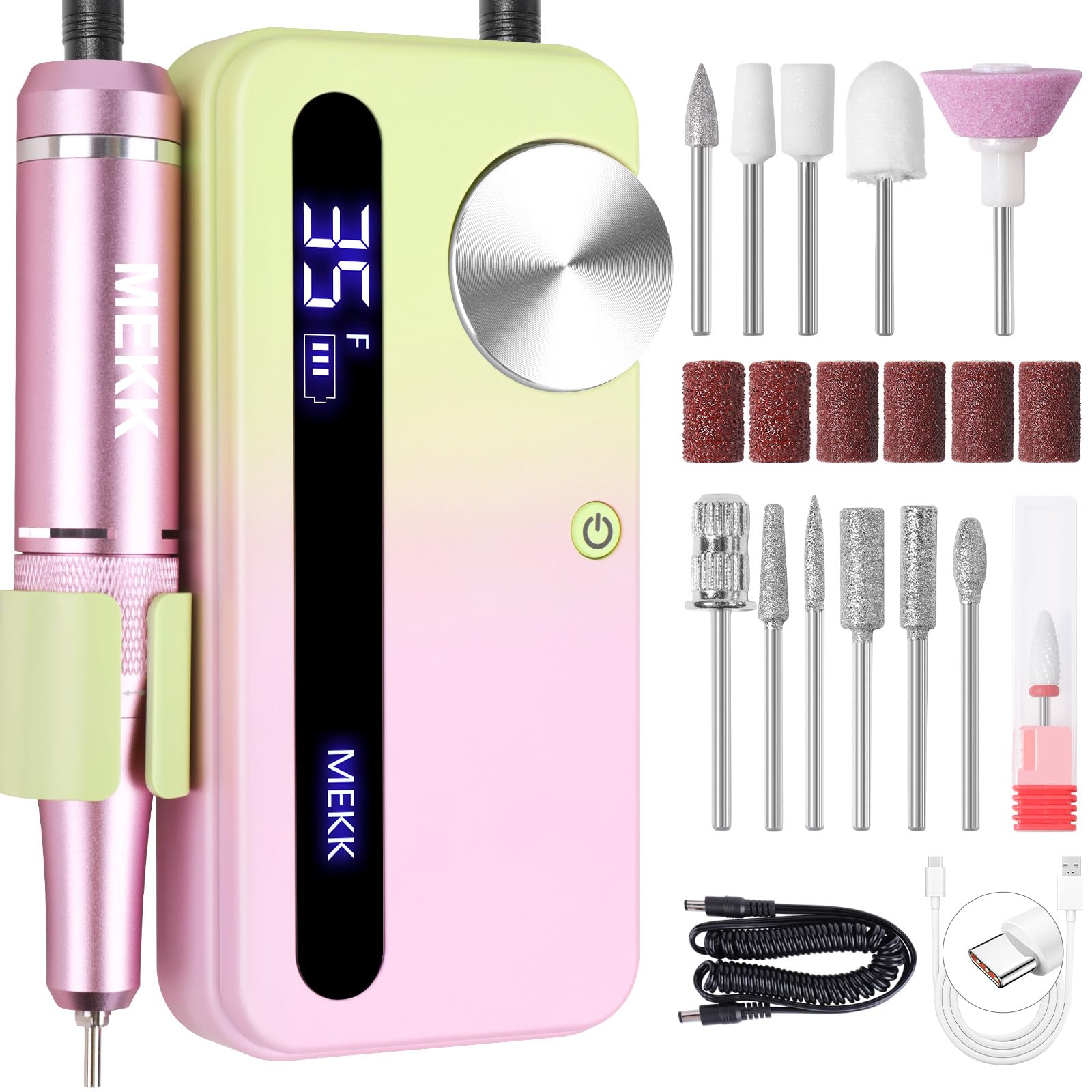 MEKK Nail Drill Kit 35000RPM demonstrates powerful performance for rapid nail shaping at home or in salon settings.