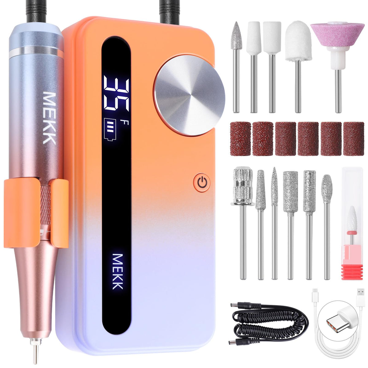 MEKK Nail Drill Kit 35000RPM image showing fast gel polish removal for professional results.