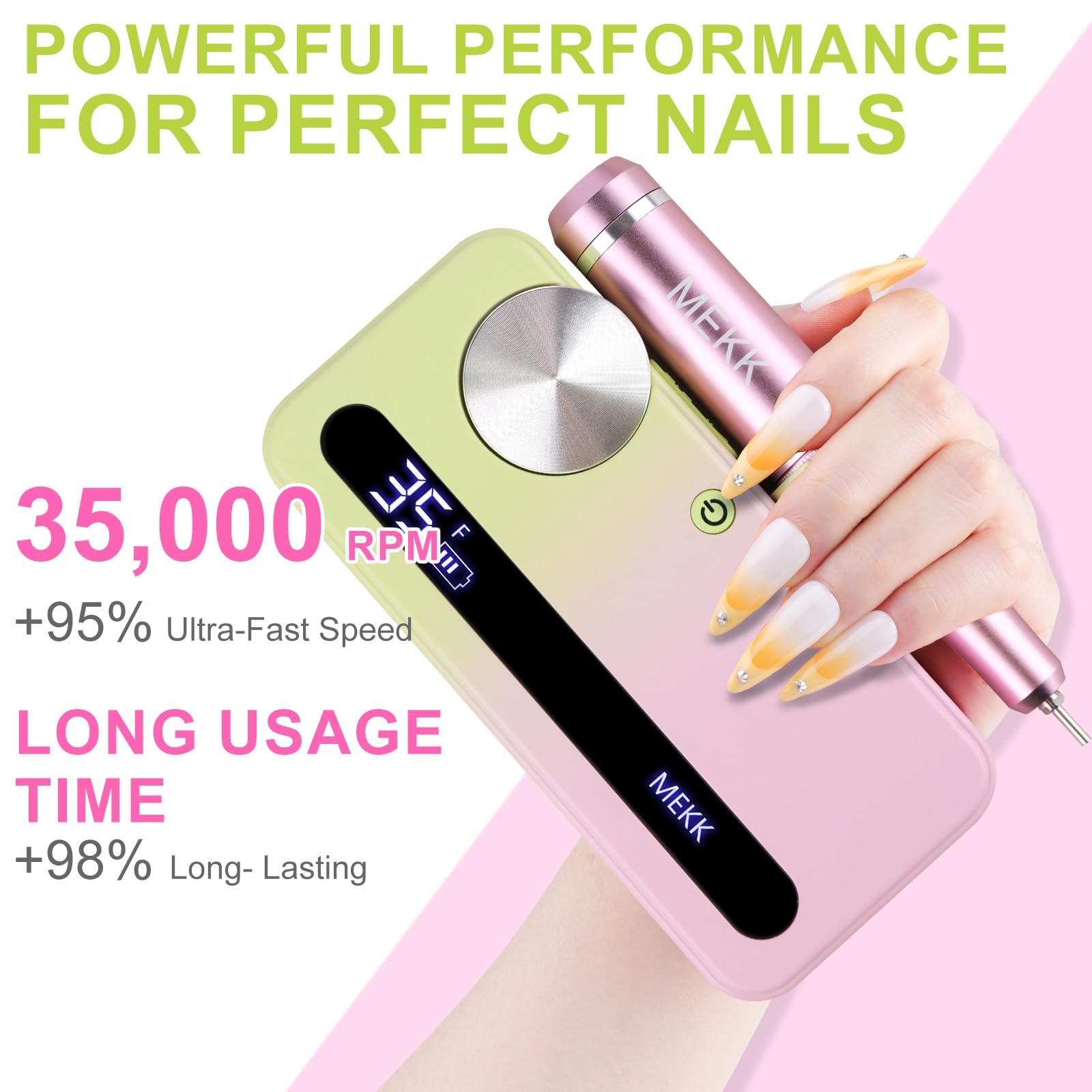 MEKK Nail Drill Kit low-noise operation creates calmer, more precise sessions.