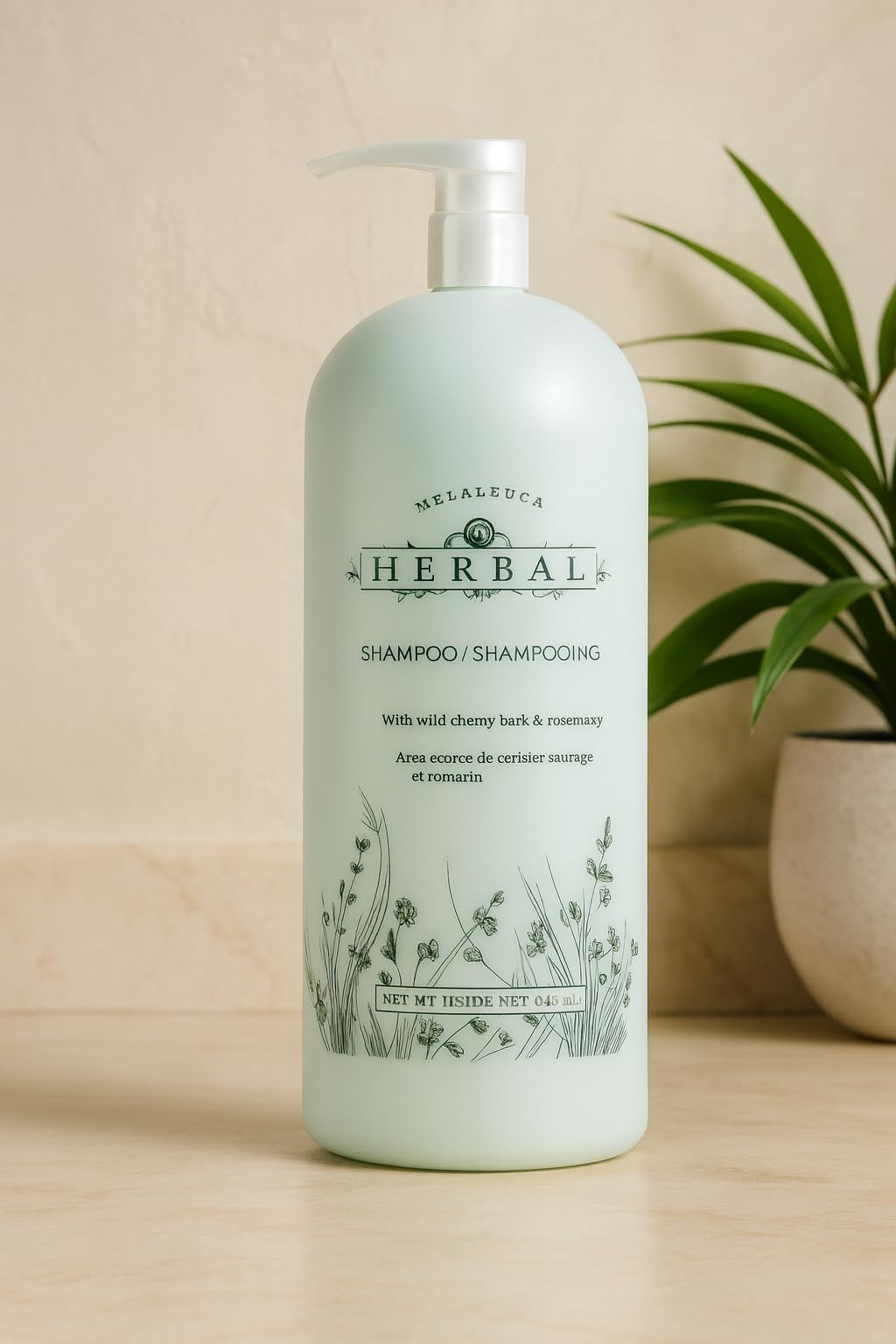 Melaleuca Herbal Shampoo pump included for easy daily cleansing and hair care