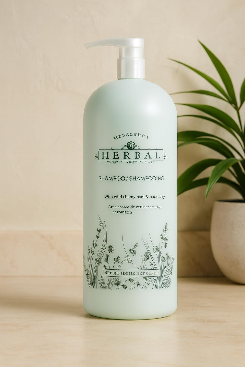 Melaleuca Herbal Shampoo pump included for easy daily cleansing and hair care