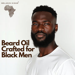 Melanin Kings ingredient list highlighting baobab and marula for nourishing beard care.