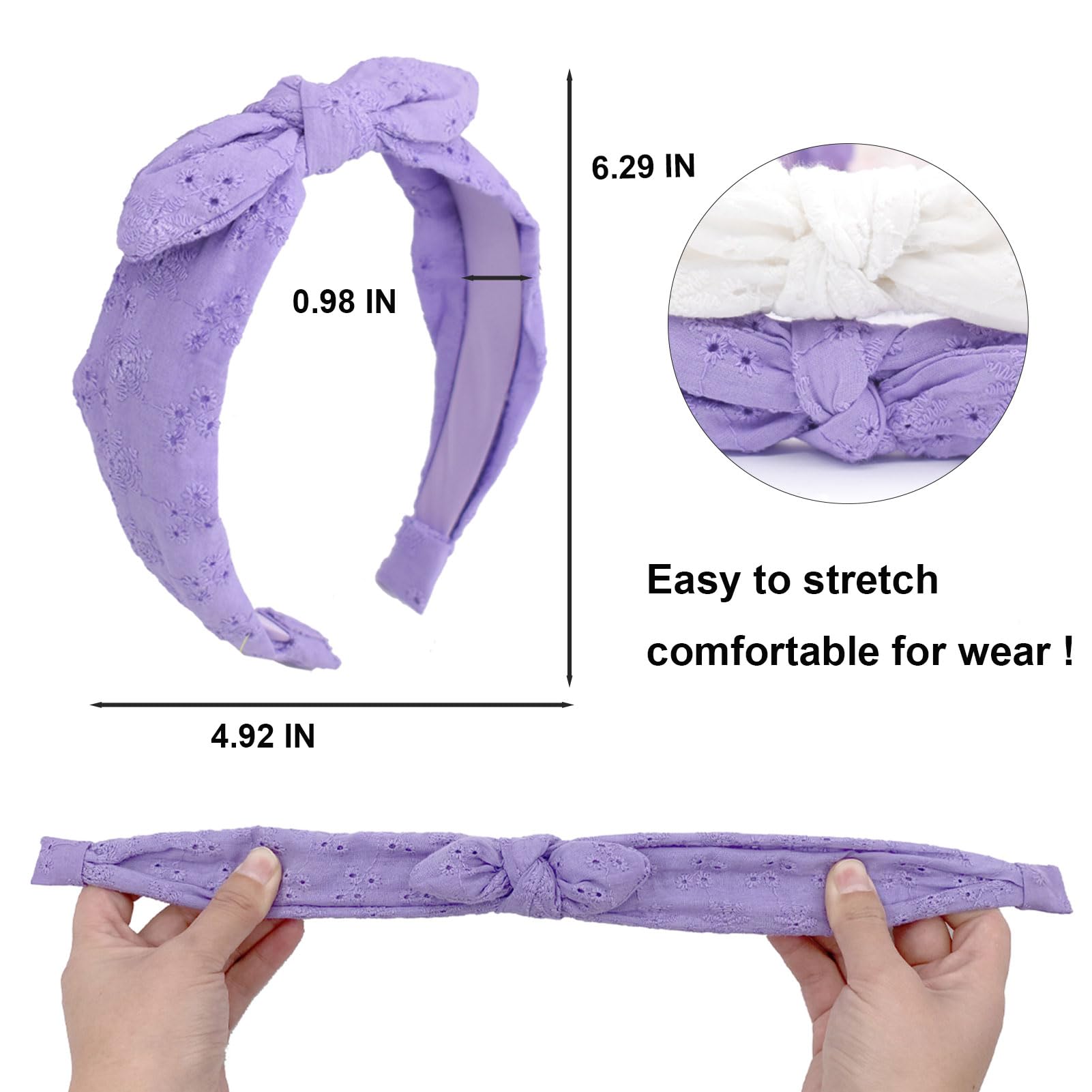 Melbelia bow headband shows detachable bow with side-position styling.