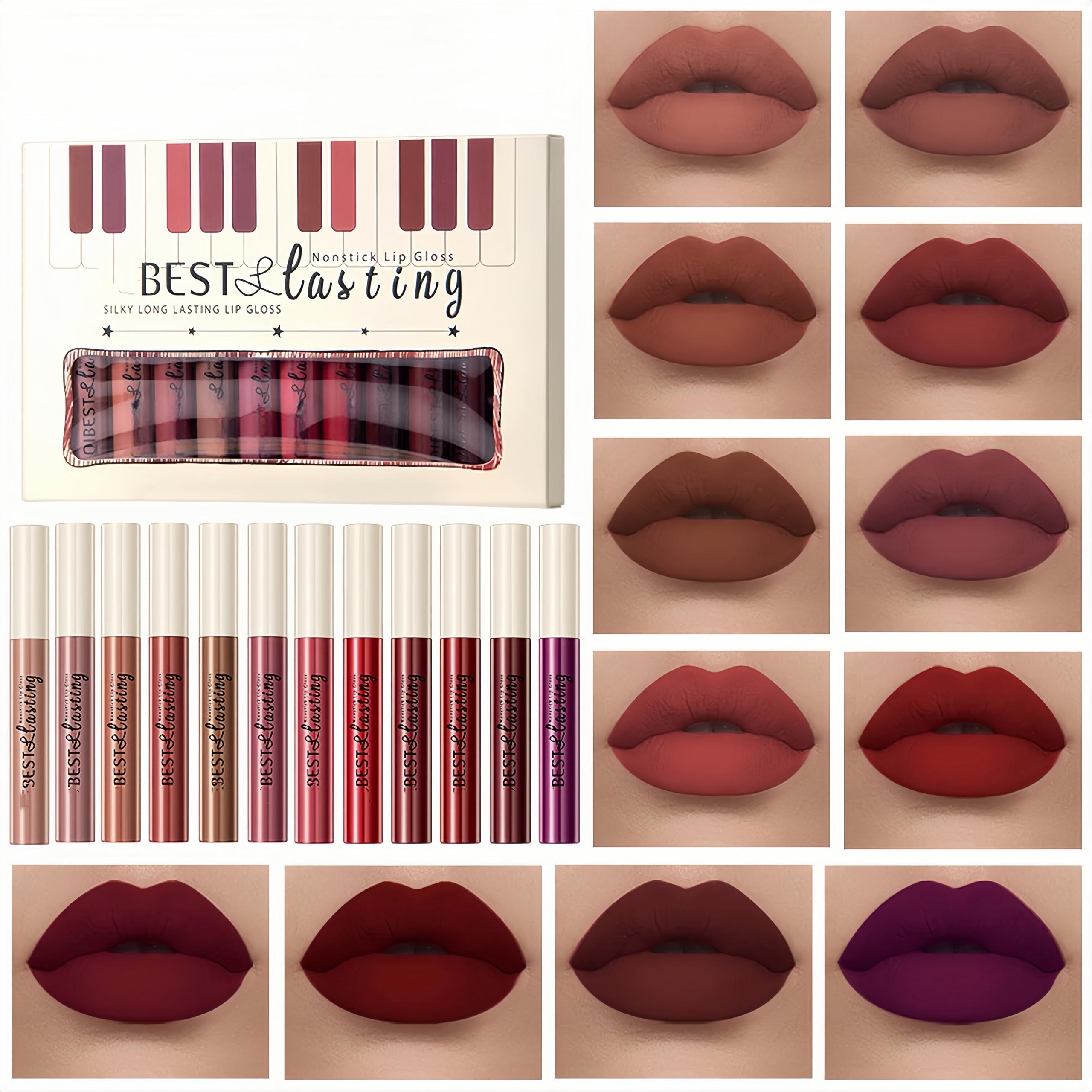 Melemando Matte Liquid Lipstick Set 12 Shades open pack shows color variety for day-to-night looks