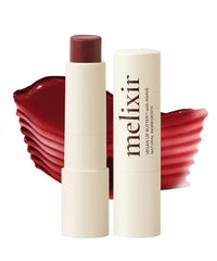 Melixir vegan lip butter Vintage Red swatch for natural lip hydration.
