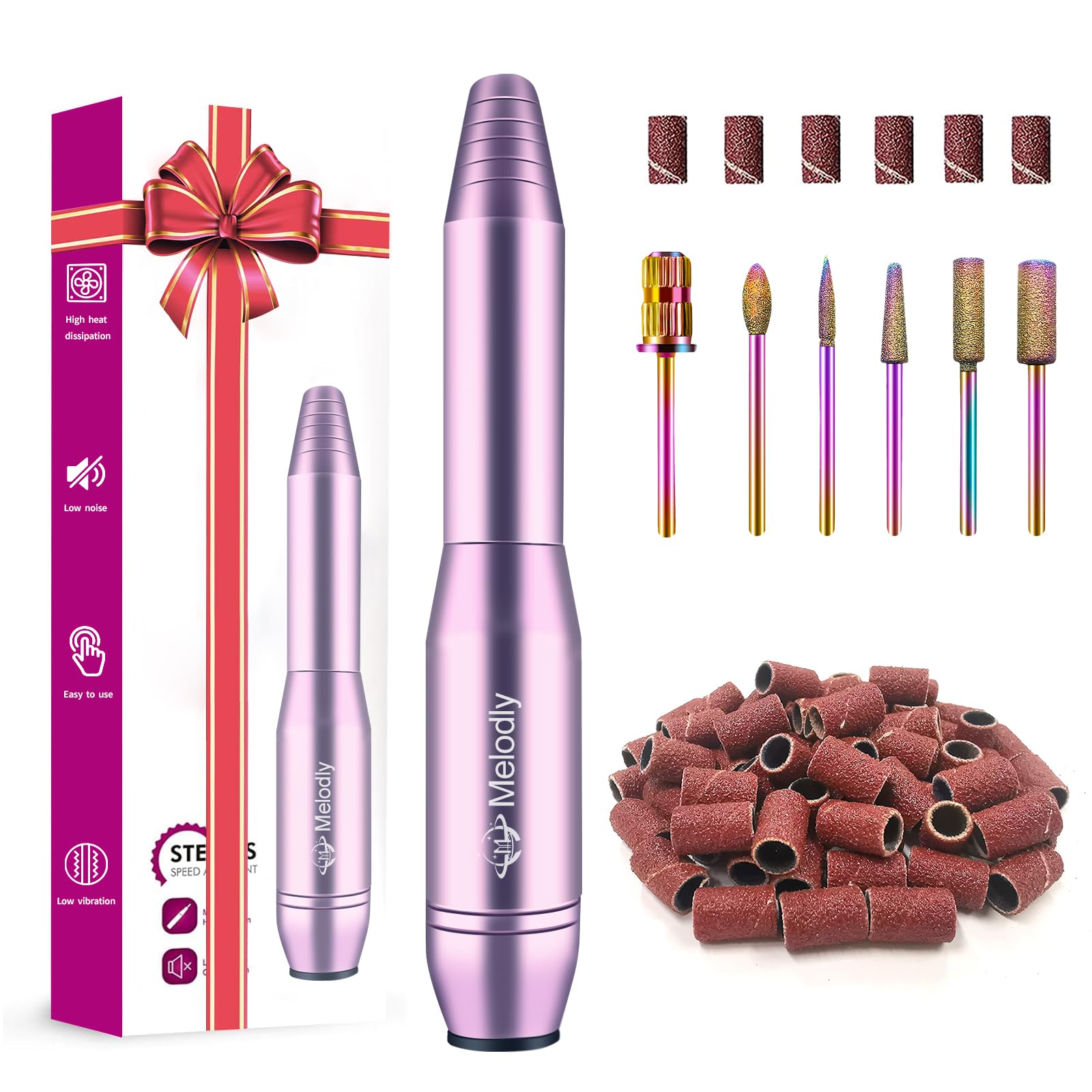 Melodly electric nail drill motor at 20000rpm for smooth, low-vibration nail work.