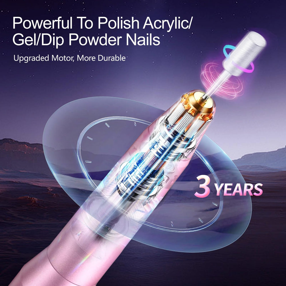 Melodly iridescent mandrel bit for precise filing and shaping.