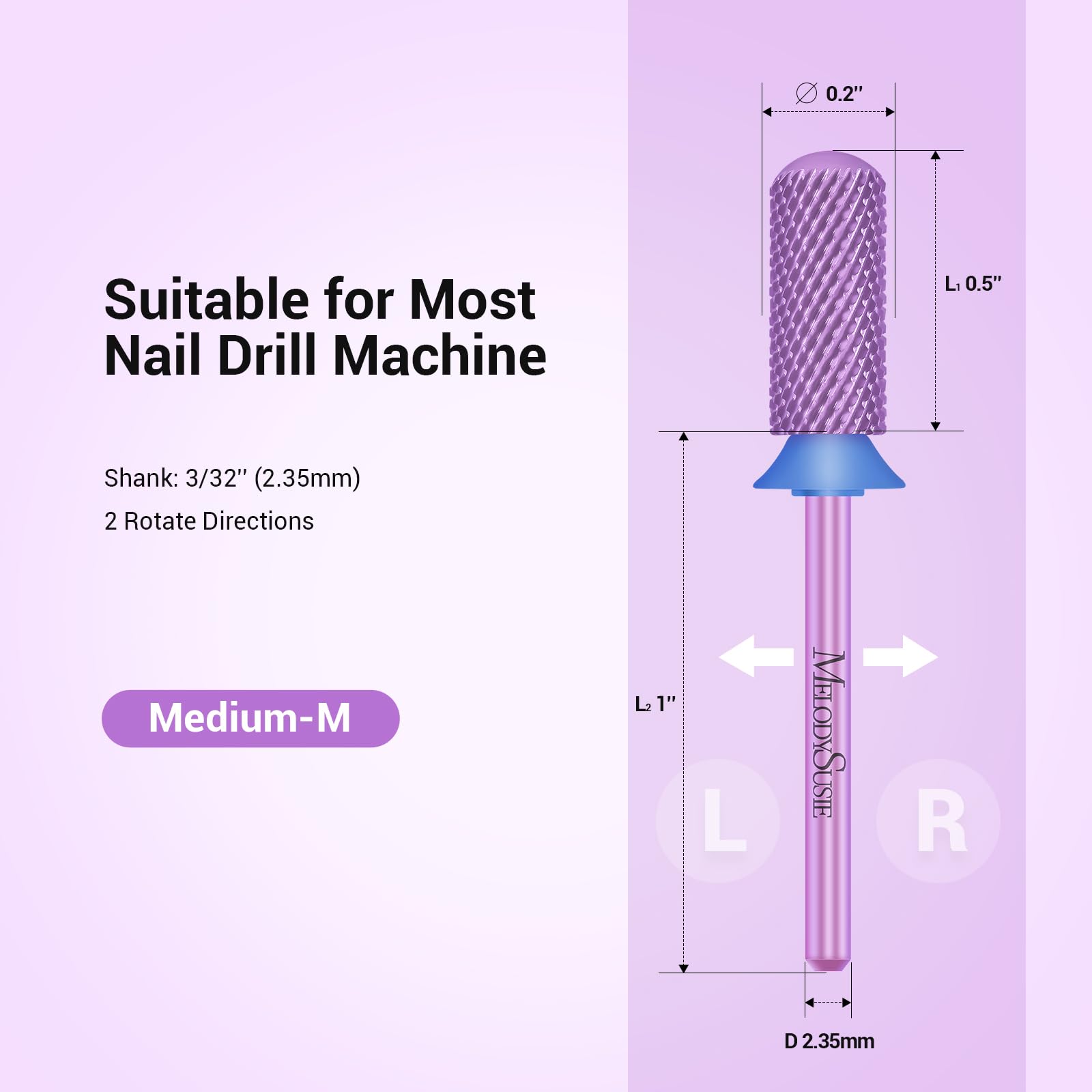 MelodySusie 3/32 shank fits most professional nail drills.