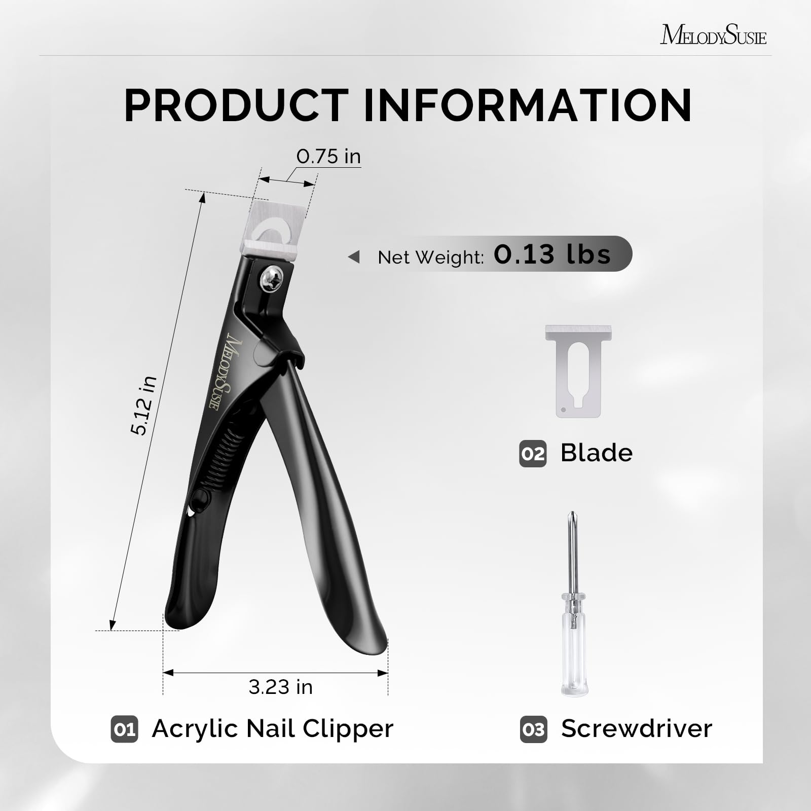 MelodySusie acrylic nail clippers suitable for salon and home nail art sessions.