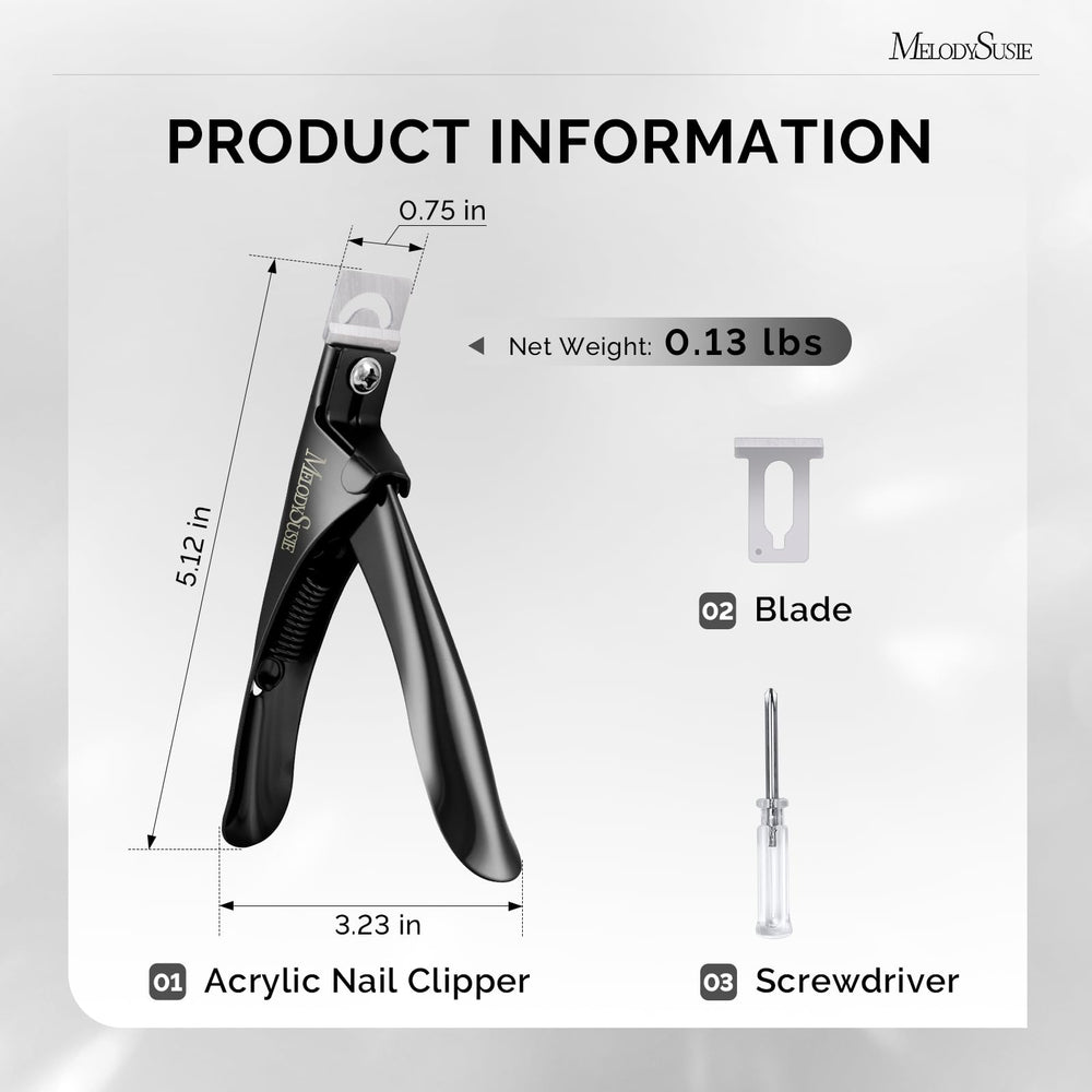 MelodySusie acrylic nail clippers suitable for salon and home nail art sessions.