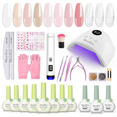 MelodySusie gel nail kit box showing complete at home manicure setup