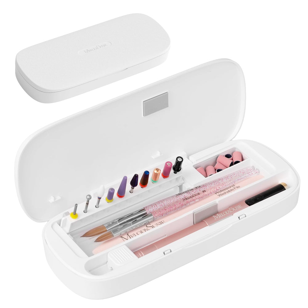 MelodySusie nail tool storage box exterior shows portable, travel-ready design.