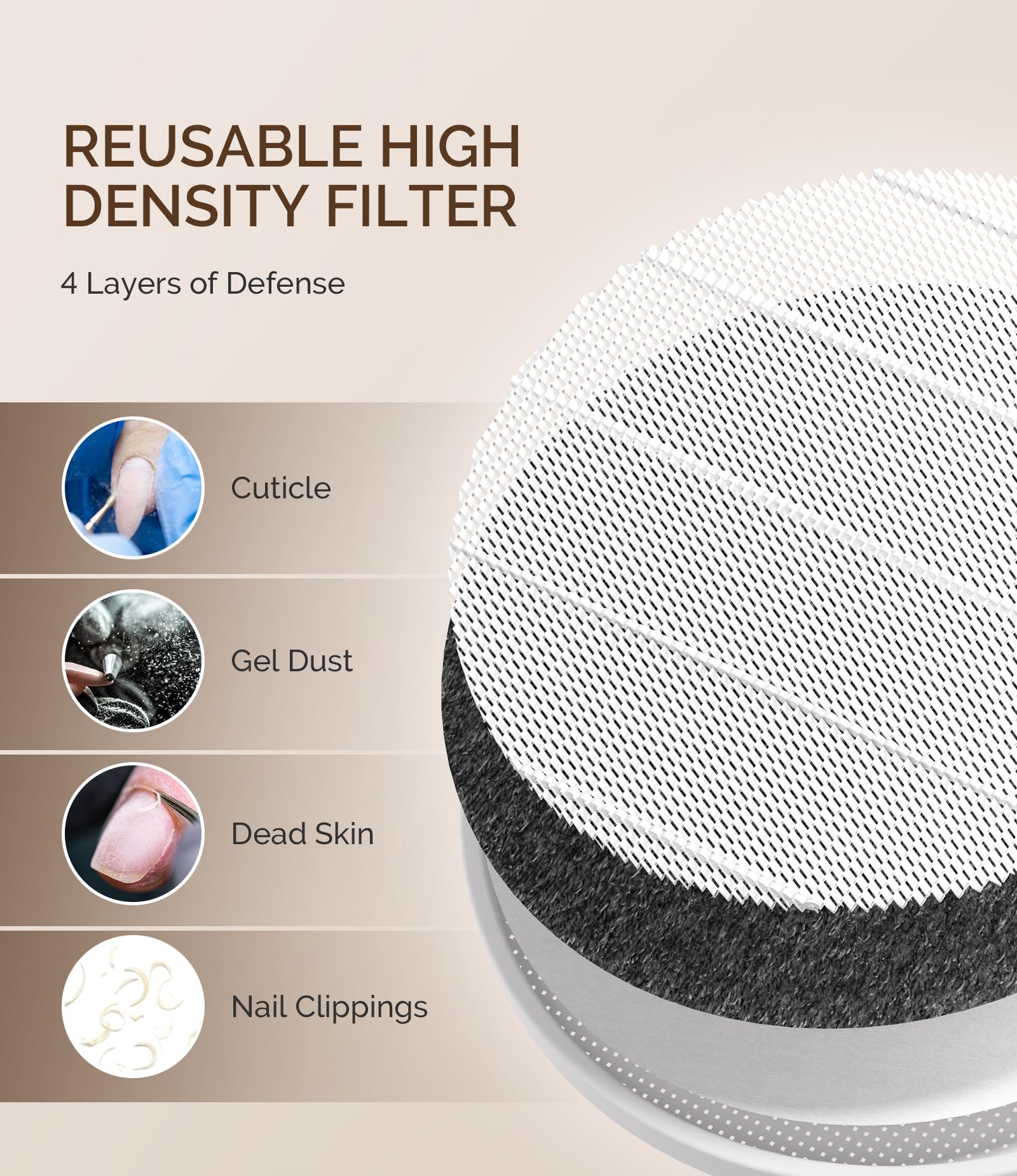 MelodySusie portable manicure dust collector on desk illustrating compact footprint.