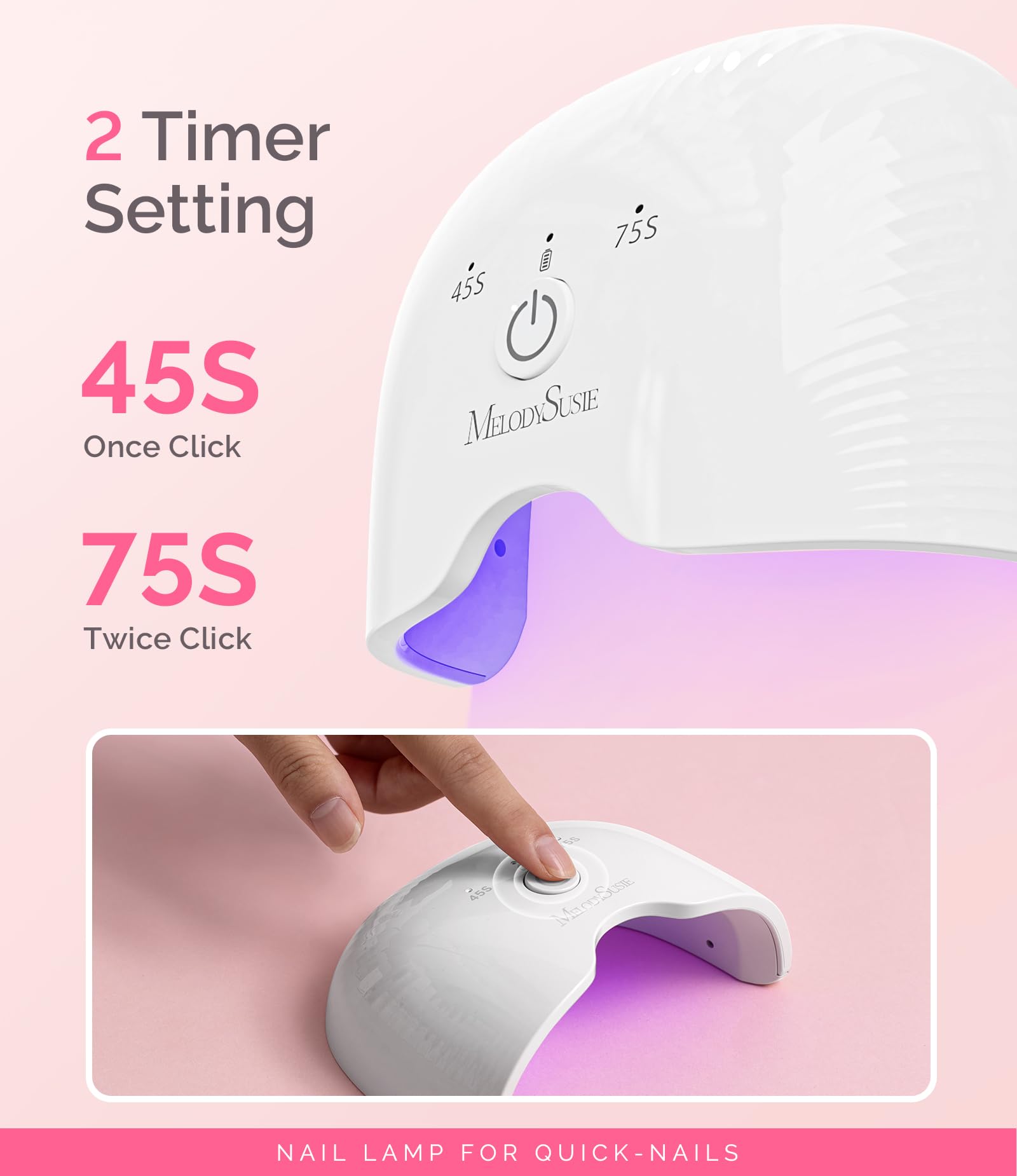 MelodySusie 1000mAh built-in battery delivers hours of cordless curing