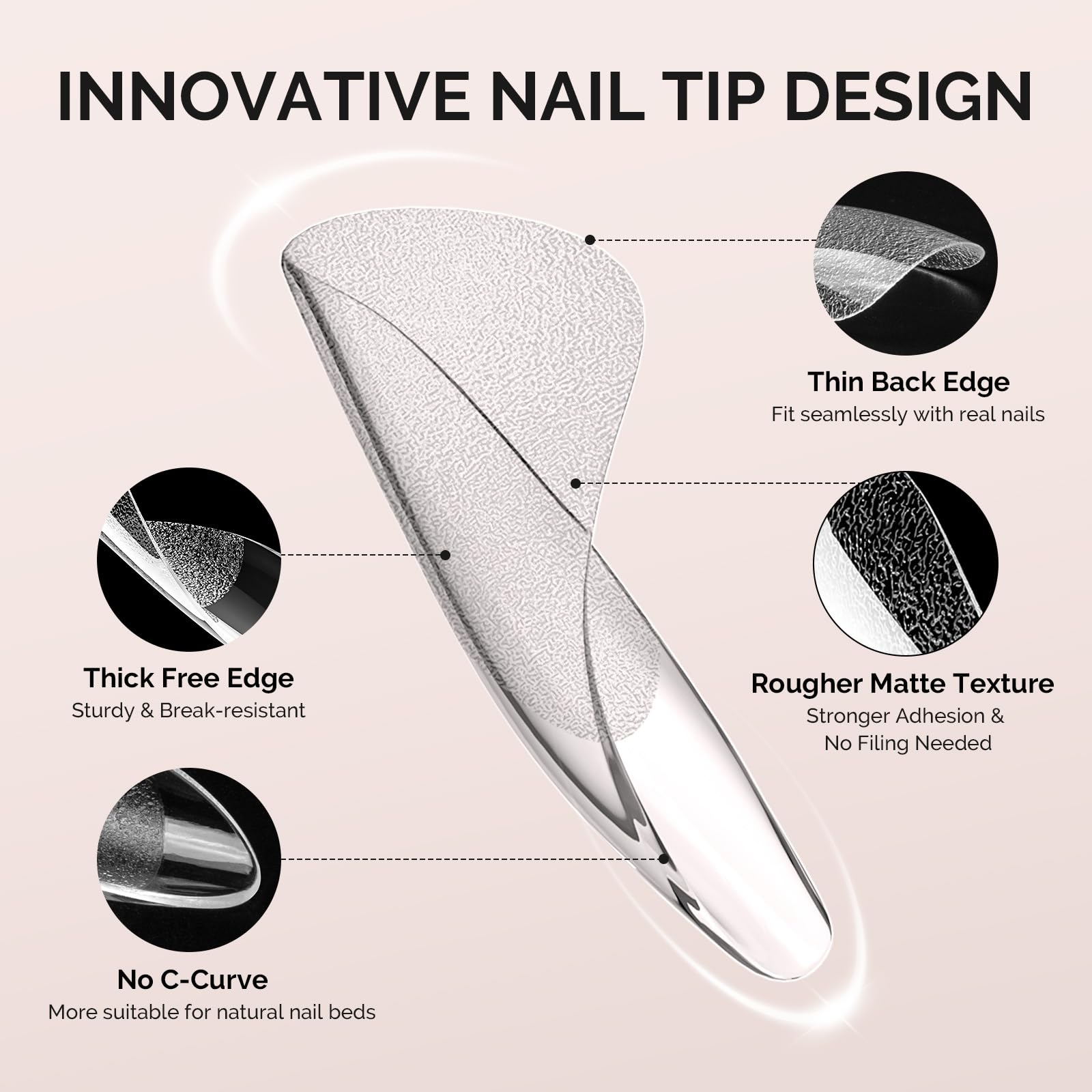MelodySusie Short Square X Nail Tips 15 sizes ensure perfect fit for every finger.