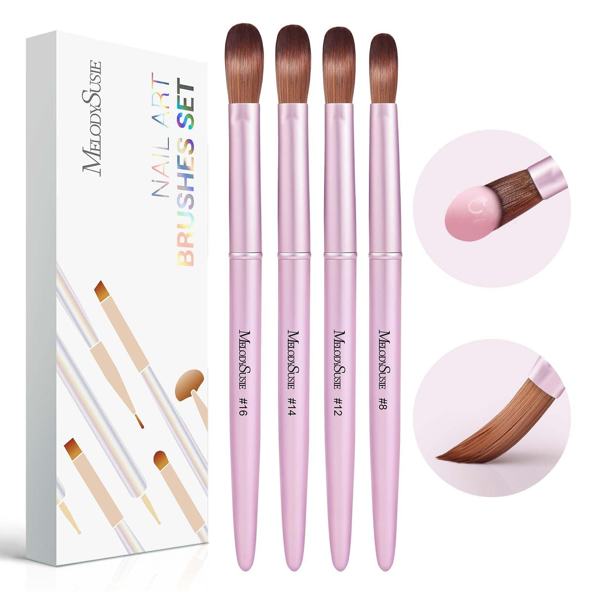 MelodySusie 4Pcs acrylic nail brush set front view for DIY home salon tasks